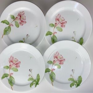 Set of 4 Vitrelle Corelle Camellia Dinner Plates 10.25” wide